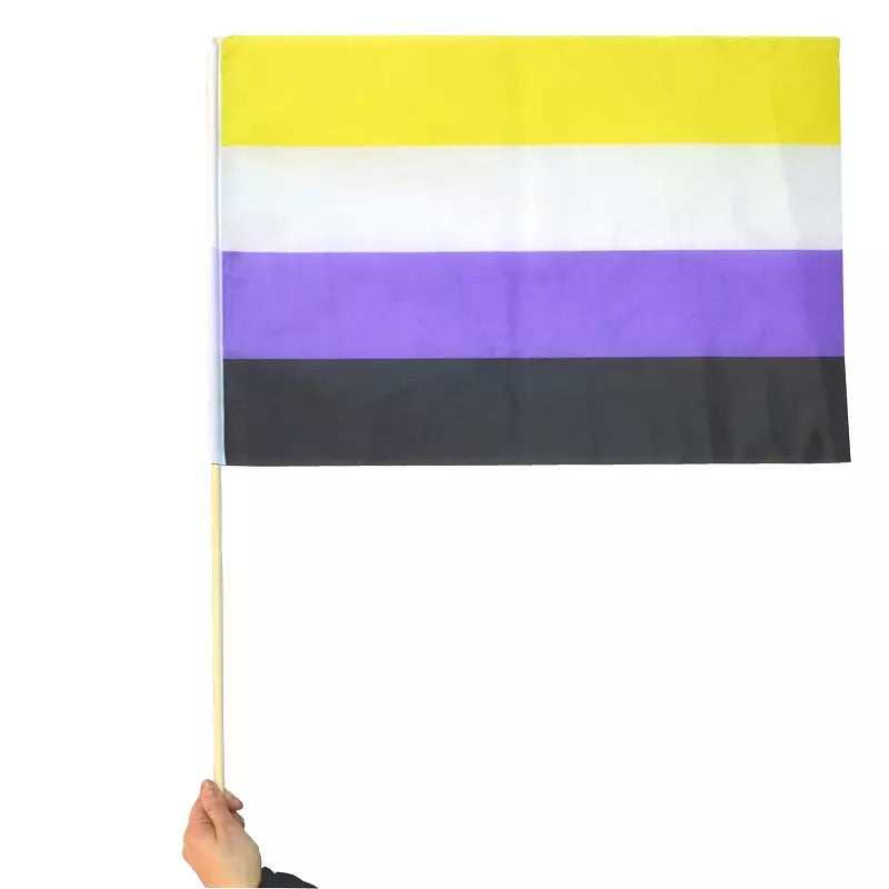Flagga - Ickebinär (liten på pinne)