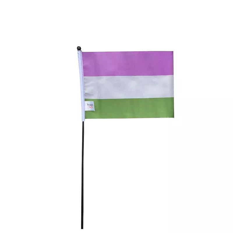 Liten genderqueer flagga på pinne