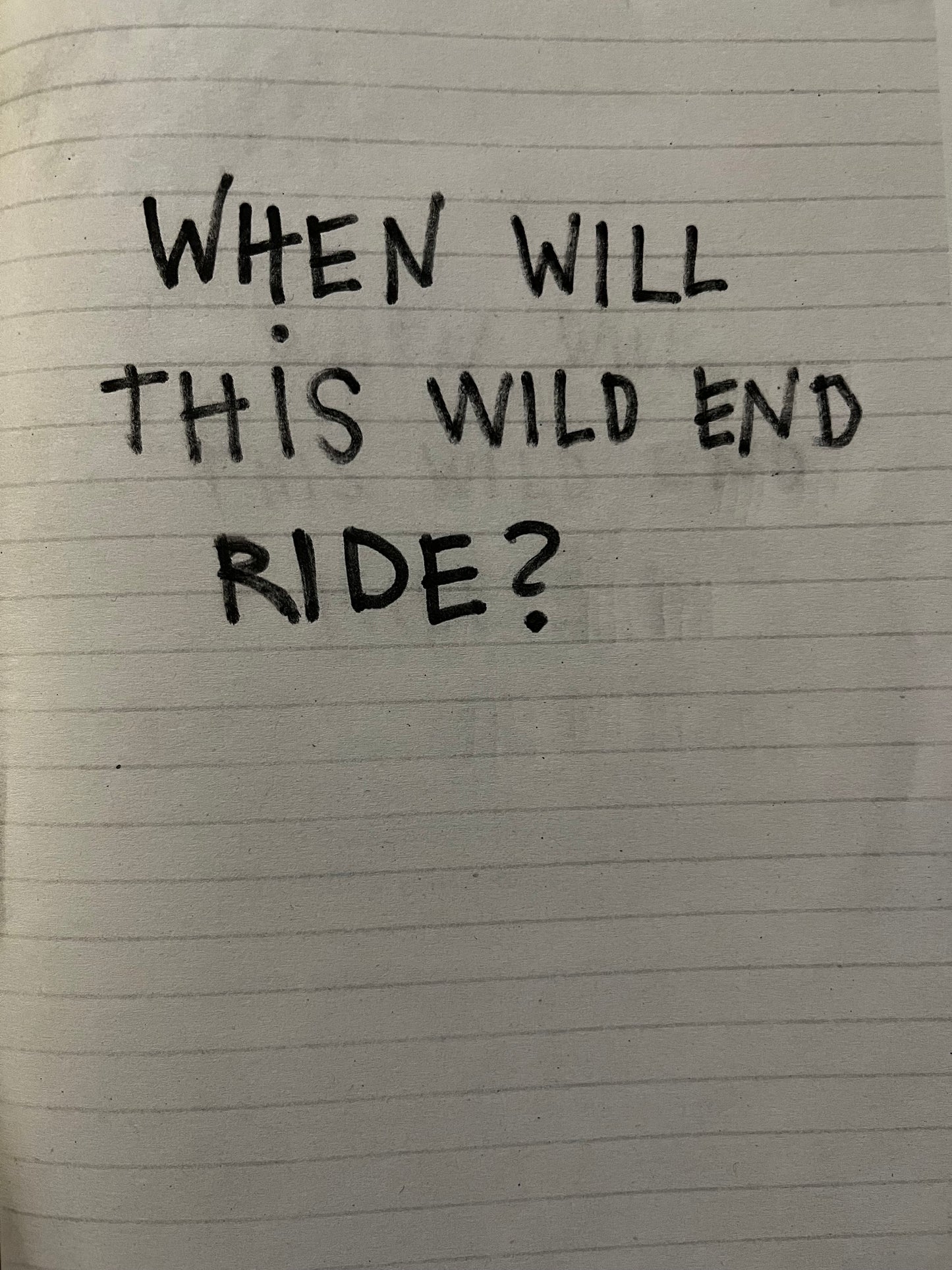 When Will This Wild End Ride? By Sigi Uhm