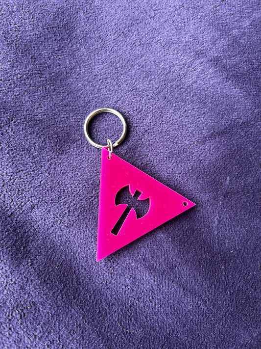 Lesbisk nyckelring - rosa labrys, trekant